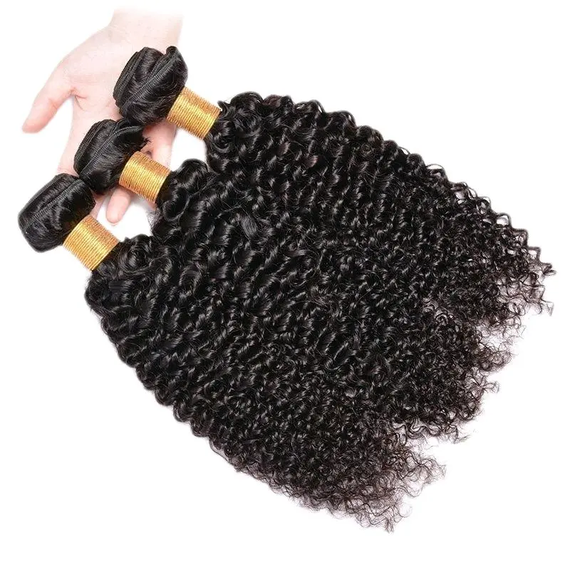 Afro Kinky Curly Brazilian Hair Bundles, Short Length Human Hair Extensions, Hypoallergenic and Water Resistant, Pu, Natural