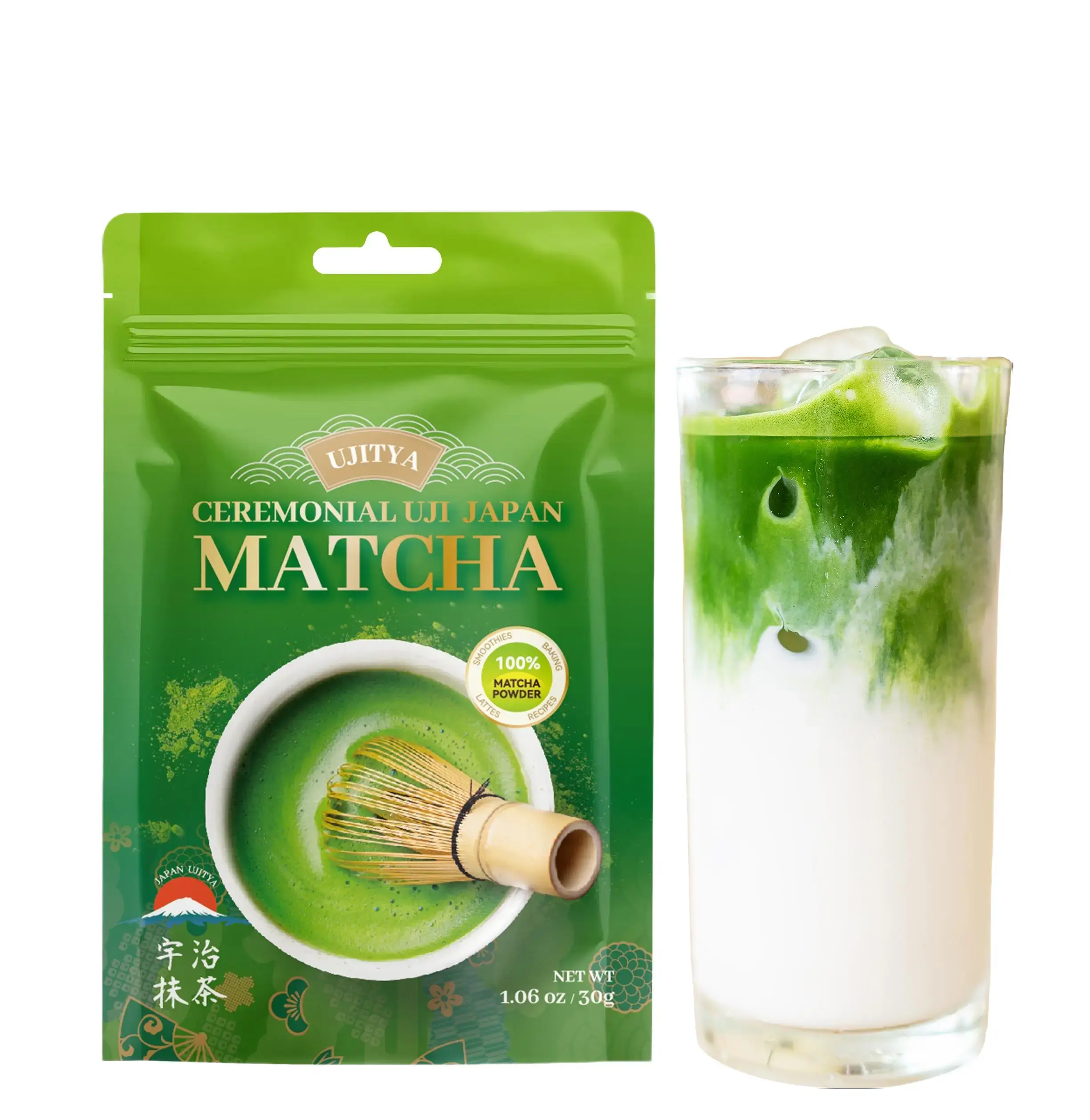 Uji Matcha Powder Authentic Japanese Green Tea,100% Pure Matcha for Baking,Smoothies & Drinking Latte No Additives Calm, Clear Energy Pure Matcha (Green-1.06oz)