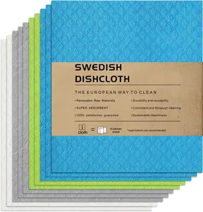 10 Counts Swedish Dishcloth Sponge Cloths Cleaning Cloths for Kitchen Reusable and Washable Pack Towels