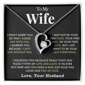 To My Wife Message Necklace, Jewelry Present, Anniversary Necklace, Gift for Wife, Anniversary Necklaces, Love Your Husband Gift, Birthday Christmas Gift For Wife Message Cards Jewelry