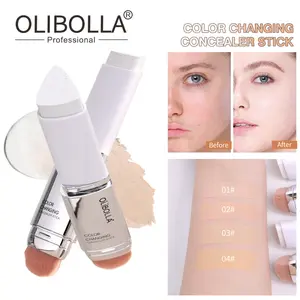 2-in-1 Color-Changing Foundation Stick: Built-In Brush, Hydrating Formula, Crease-Proof & Natural Finish – On-the-Go Base Essential