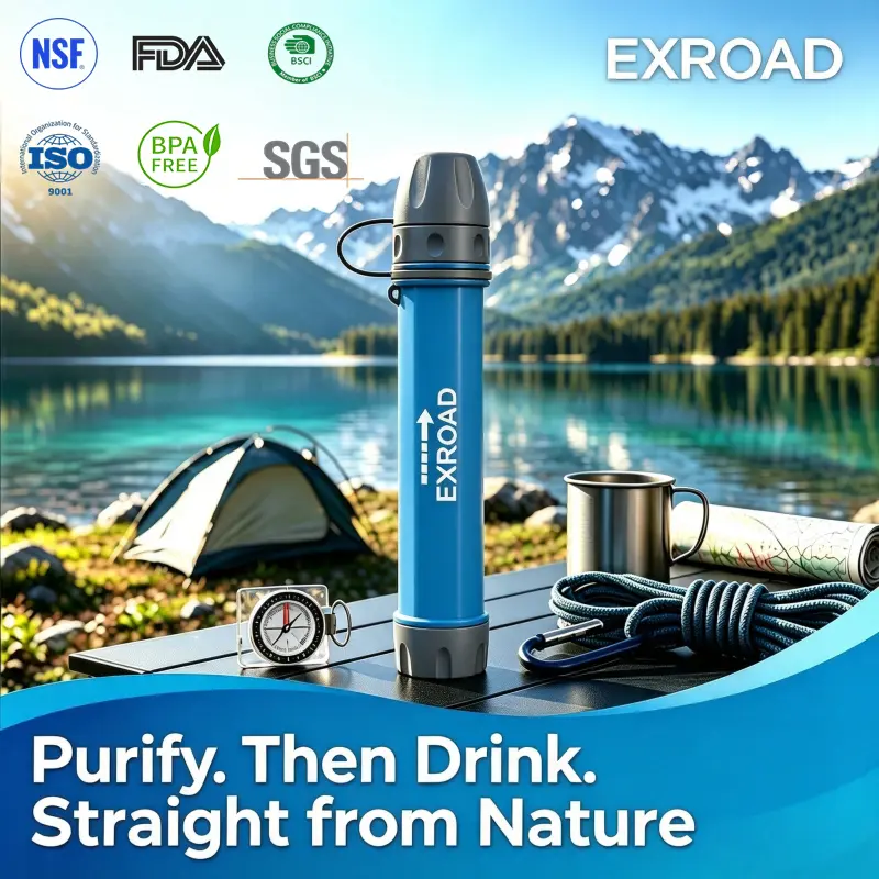 EXROAD Portable Emergency Water Filter Straw, Lightweight & Compact Outdoor Equipment for Hiking, Camping, Camping Accessories