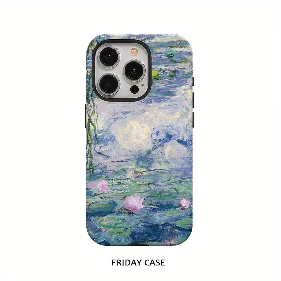 Phone Case - Monet Oil Painting, Water Lilies, Art Phone Case for Iphone 16 Pro Max, 15 Pro, 13, 11, 12, XS, 8 Plus, 7 Glossy 2-In-1 Case
