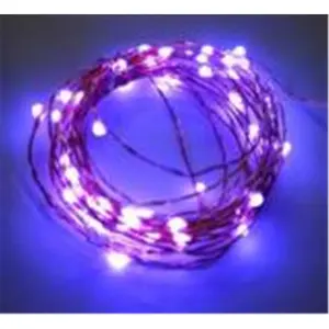 212 MAIN Battery-Operated 20 Micro Starry Copper Wire String Lights - 7 ft Long Purple, Festive Home & Party Decor Wire Lights