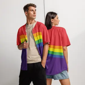 PRIDE Rainbow Recycled baseball jersey #Baseballjersey #LGBTQ+ #LGBTbaseballjersey