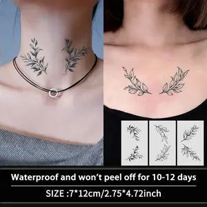 3 Pcs Fresh Leaf Temporary Tattoo Stickers, Long Lasting Waterproof 1-2 Weeks, Herbal Tattoos, Semi-Permanent Non-Glare Fake Tattoos, Body Fake Tattoos