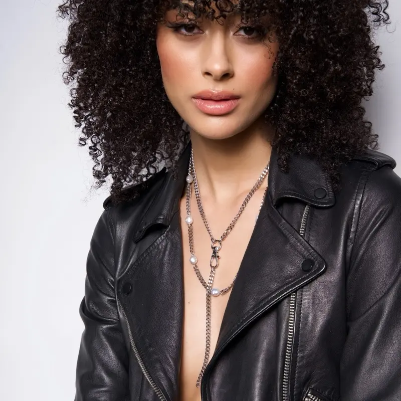 Holly Freshwater Pearl Layered Necklace - 16” Length with 5” Drop, Plated Stainless Steel, Pearl Detail, Chain Attachment