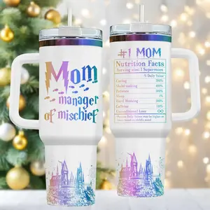Mother's Day Gift, Mom 40oz Tumbler, Enchanted Stainless Tumbler With Handle, Magical Drinkware Gift For Mom, Christmas Coffee Cup