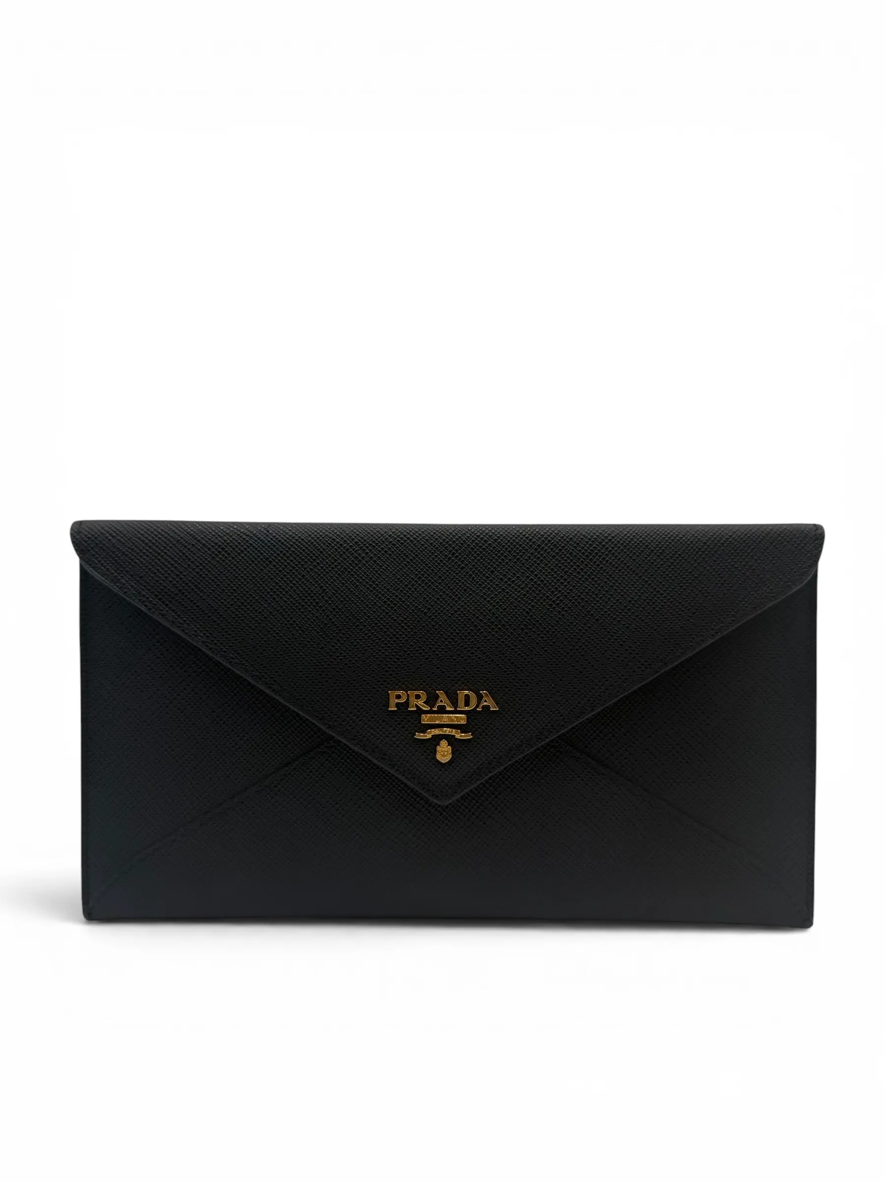 Pre-owned PRADA SAFFIANO LEATHER Small Leather Goods ENVELOPE WALLET BLACK
