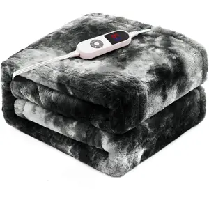 Electric Heated Blanket 62"x84",Luxury Black  Faux   Electric Blanket, Heating Soft  Thick Electric Blanket with 6 Heating Levels & 12H Auto Off