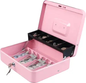 Cash Box with Money Tray and Key Lock,Tiered, Cantilever Design,4 Bill / 5 Coin Slots Cash Box with Money Tray and Key Lock,Tiered, Cantilever Design,4 Bill / 5 Coin Slots