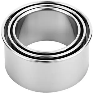 Cookie Cutters-Biscuit, Stainless Steel Dumpling, Cake Pastry, Cake Cookie Scone Cutters Molds Stamps for Cooking Baking (3 Pcs, Round Edge)