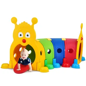 【Summervibes】VEVOR Caterpillar Tunnel for Kids, Outdoor Indoor Climb and Crawl Through, Play Equipment for Toddler,Boys,Girls,Baby 3-6, 4 Sections, for Daycare, Preschool, Playground, Multicolor
