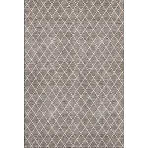 HomeRoots 674125 10 x 14 ft. Taupe & Ivory Geometric Transitional Washable Machine Made Rectangle Area Rug with UV Protection