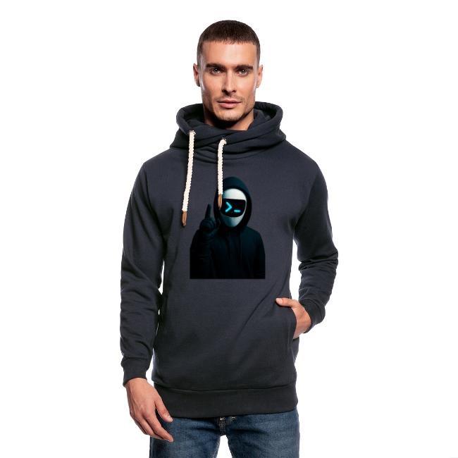 Code Without A Face Shawl Collar Hoodie - Black Pullover with Unique Graphic Design