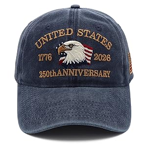 250 Anniversary USA Hat - 250th Anniversary Merchandise Patriotic Eagles Hat Embroidered US with Flag Baseball Cap