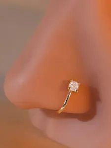 Round Synthetic Zircon Nose Ring, Adjustable Retro Minimalist Style Nose Ring, Elegant Body Jewelry for Women & Girls, Trendy All-match & Exquisite Jewelry for Birthday Gift, Septum Ring
