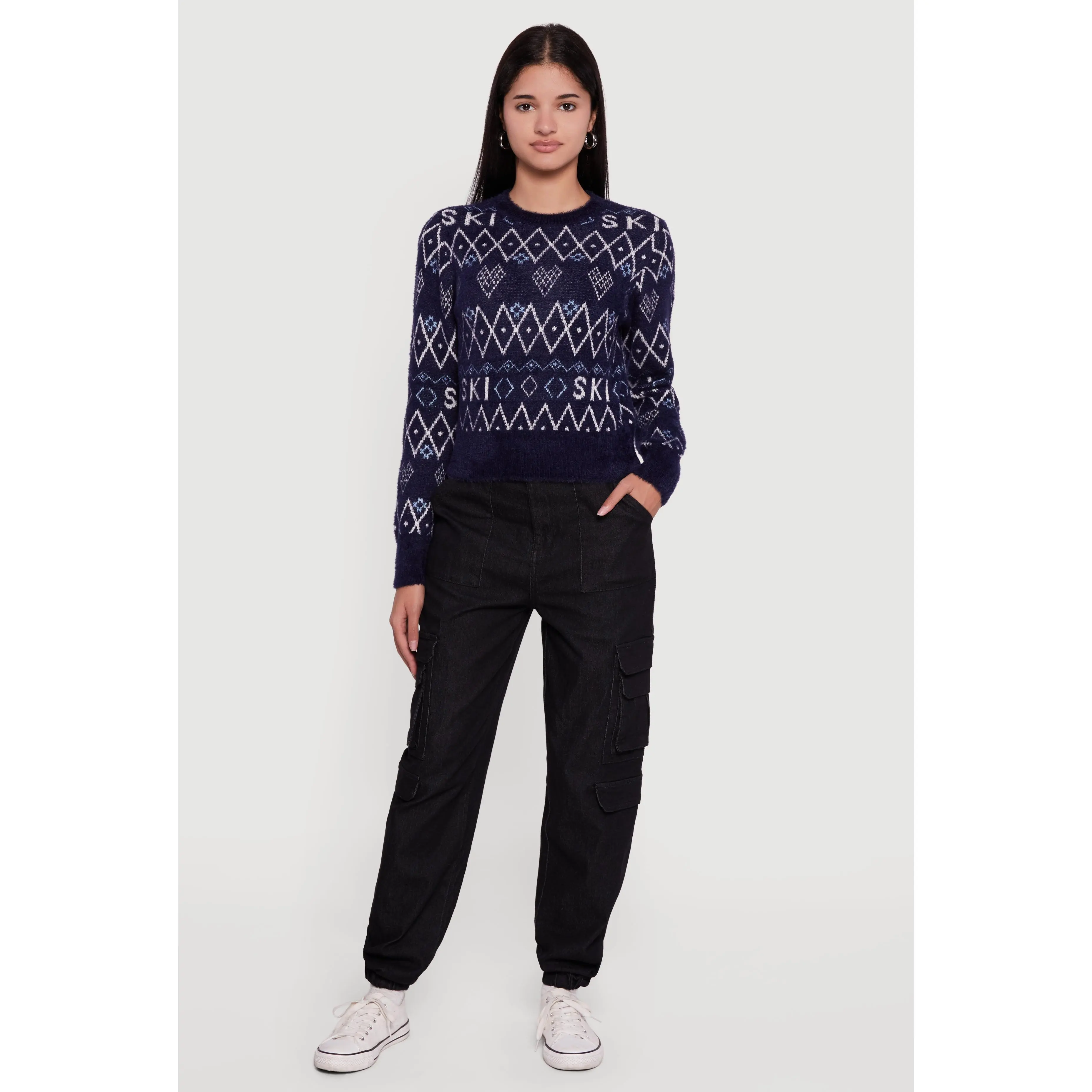 Holiday Patterned Eyelash Knit Sweater