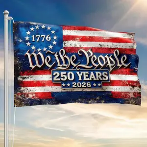We The People 250 Years Flag USA 1776-2026 Patriotic American Flag Vintage Distressed Independence Day Decoration Outdoor Garden Flag