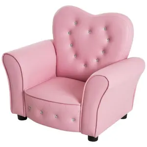 Bellemave Plucked Soft Cushion Princess Sofa Chair - Indoor Living Room Furniture with Diamond Decoration, Pink