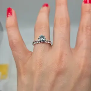 1 Ct Turquoise Moissanite Engagement Ring Sterling Silver Adjustable Size 6 - 12