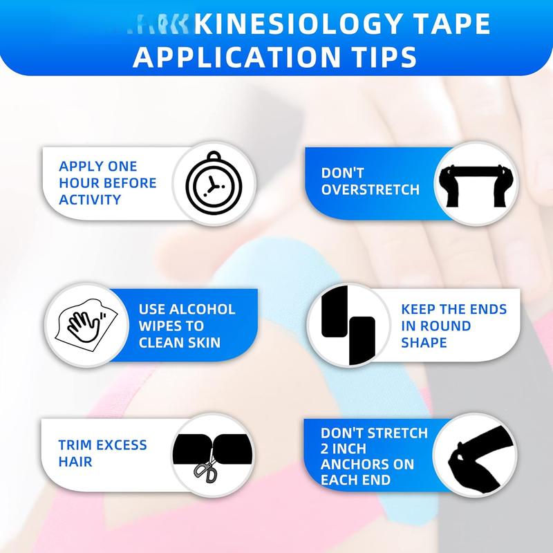 Kinesiology Tape Precut Strips - 4 Rolls Muscle Support & Pain Relief K Sport Tape, Waterproof & Breathable, Latex-Free, 2 inches x 16.4 Feet per Roll (Beige)