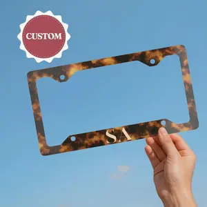 Custom Tortoise Shell License Plate Frame, Initials Car Accessory