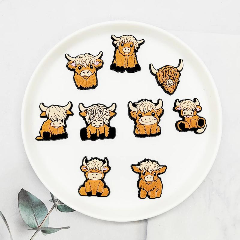 Cartoon Cow Croc Shoe Charms for Kids Boys Girls Women Men PVC Wristband Sandals Clog Accessories Party Favor with Dragon and Character Designs Footwear