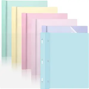 6 PCS Pastel Plastic Report Covers with 3 Prongs Clear Front Presentation Folders 3 Prong Folders for Resume Portfolio Document Report Letter Proposal School Classroom Office Supplies