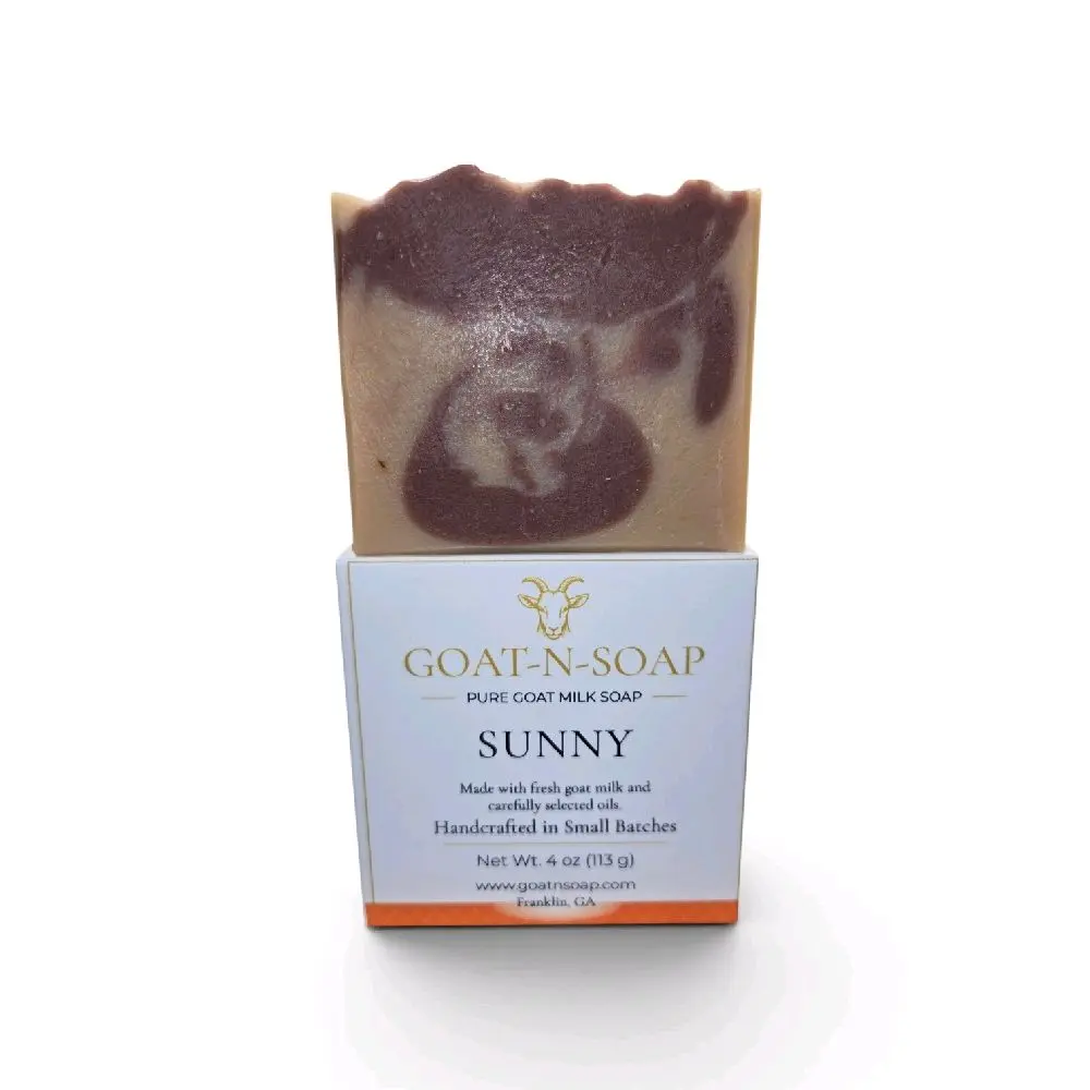 Sunny Pure Goat Milk Soap 4 oz Bar with Natural Olive, Coconut, Castor Oils & Sweet Orange Patchouli Ylang-Ylang Essential Oils Gentle  Cleanser Body Care