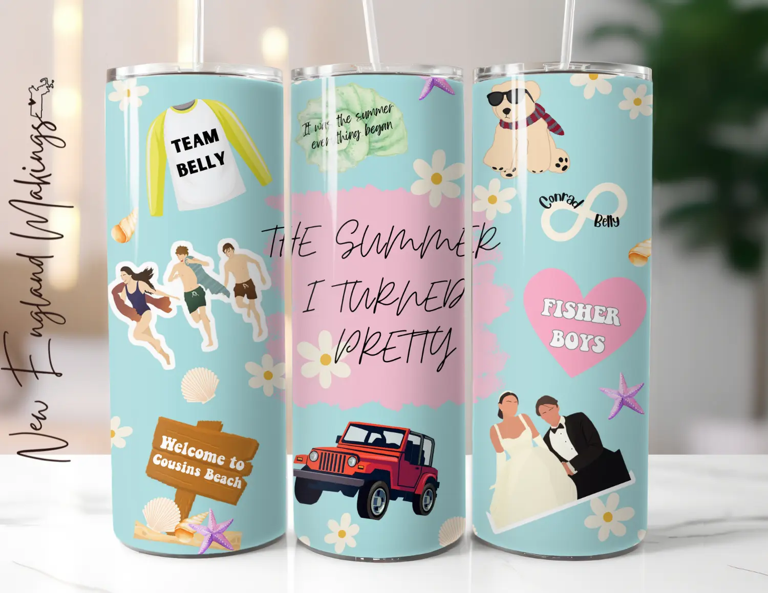 Summer I Turned Pretty Tumbler - Perfect for Your Beverage Needs Bottle Drinkware Lid Reusable
