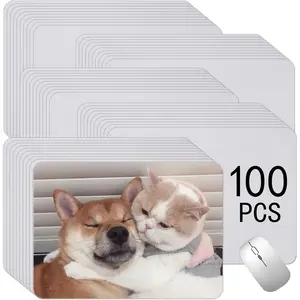 100 count White  Pad for Heat Transfer, Bulk Mousepad for Heat Press Printing Crafts Custom Photos Non Slip Bottom 24x20x0.2CM