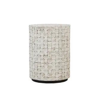 14.2" Light Gold Coffee Table for Indoors and Outdoors Made of Magnesium Oxide End Table for Living Room Bedroom or Garden Sofa