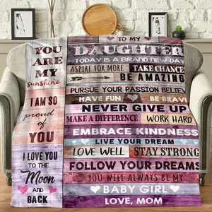 Flannel Fabric Blanket - Cuddly, Fuzzy Bed Warmer Throw with Wood Grain Love Letter Print, Multi-Size Extra-Large Giant Plush Bedding, Mom-Daughter Mother's Day Gift for Birthday Home Decor, Cuddly Blankets, Bed Warmer Blankets