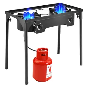 Giantex 150,000 BTU Outdoor Double Burner Stove, Heavy Duty Portable Propane Cooker with Dual Adjustable Burners and Steel Frame for Camping, Tailgating, Backyard Cooking, Frying, Brewing and Outdoor Events