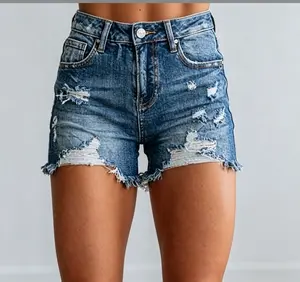 Jean Shorts Womens Vintage Wash Ripped Casual Summer Style Stretchy Perfect For Streetwear And The Beach