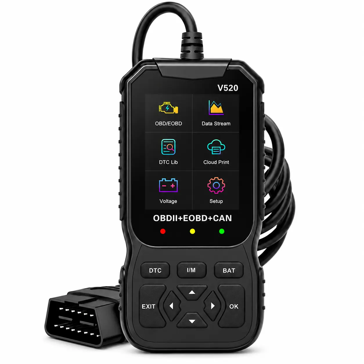V520 OBD2 Scanner Diagnostic Tool, Engine Fault Code Reader with Live Data, I/M Readiness, Freeze Frame, DTC Lookup, Cloud Print, Battery Voltage, Mode 6/8 and O2 Sensor Test