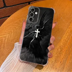 Christian Aesthetic Cross Judgement Angel Phone Case For SAMSUNG GALAXY A14 A15 A16 A25 A26 A34 A35 A36 A53 A54 A55 A56 4G 5G iphone series Gift Ideas Anti-drop Cellphone Protective Shell Soft Transparent Shockproof Mobile Phone Cover HH5108