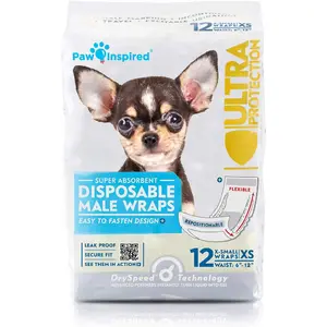 Disposable Male Dog Wraps Belly Band for Dogs Disposable Dog Diapers Belly Bands for Male Dogs (12 Count, X-Small)