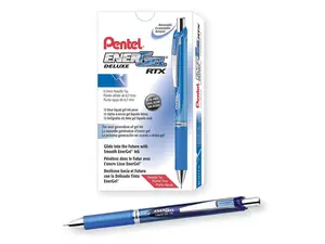 Pentel Gel Pen Retractable Metal Tip .7mm 12/BX Blue Barrel/Ink BLN77CDZ