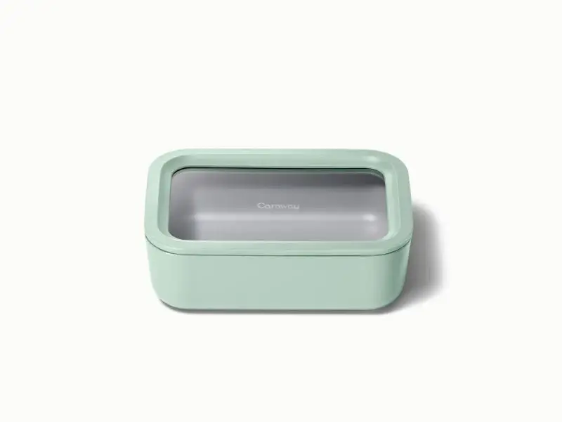 Glass Food Storage Container with Lid | Glass Container, Ceramic Coated Food Container, Non-Stick Lunch Box Container with Lids, Dishwasher, Oven