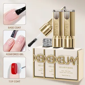 Nail Art Functional Gel — No Wipe Gel Top Coat Base Coat Hardening Nail Gel Ultra-Bright Glossy Long-Lasting Soak-Off LED Gel for Salon Women DIY