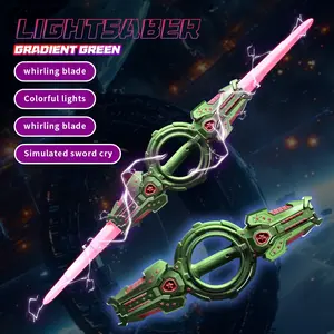 Kids Dual Head Flame Sword Toy, Rotating Blade, RGB Colorful Lights, Sound Effects, USB PD Charging, Cosplay Prop, Birthday Gift