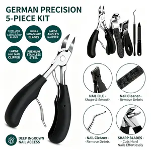 multi function nail cutter set stainless steel cutics remover foot care tools complete nail art kit with storage wallet for daily use