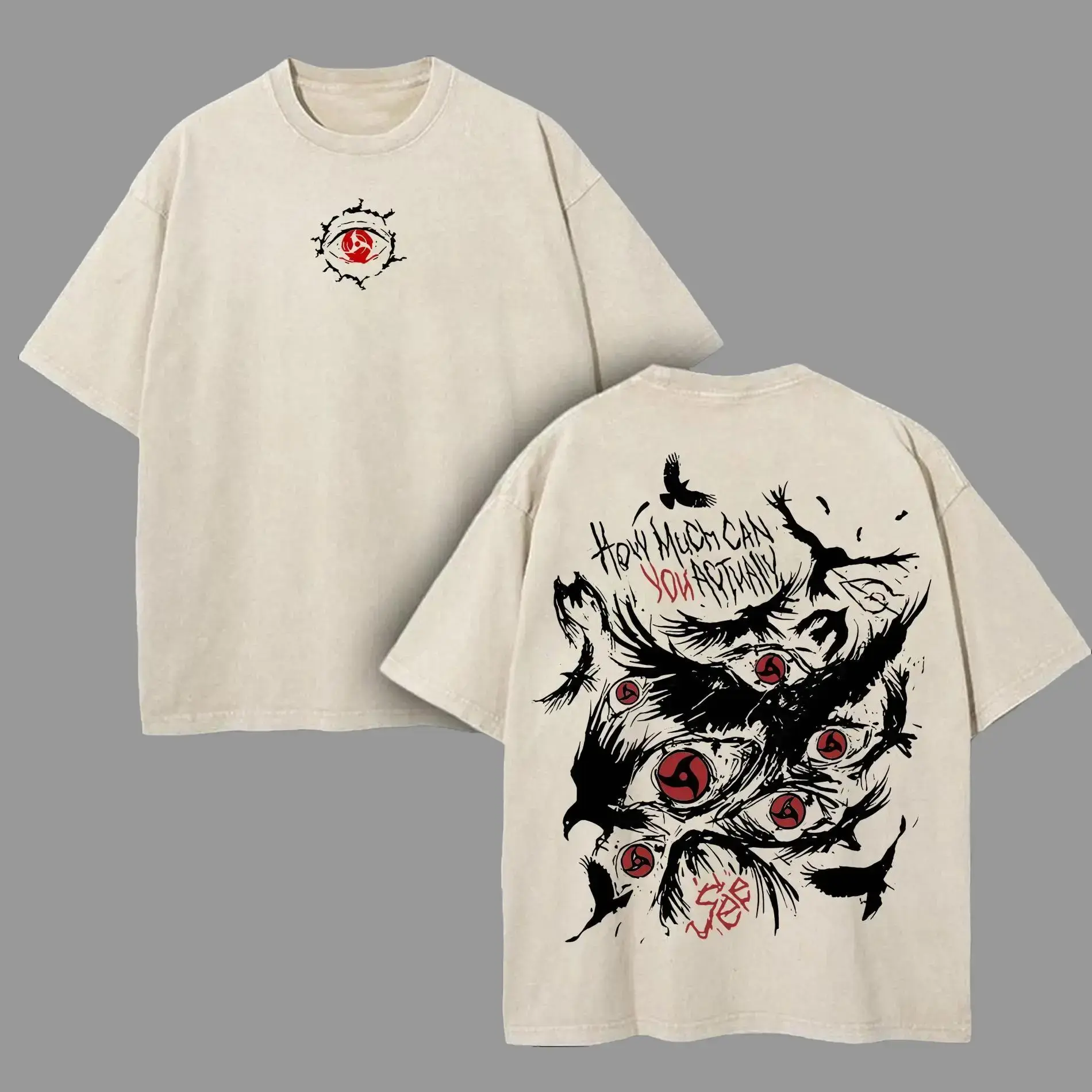 Retro Heavy Uchiha Itachi Character Naruto Anime Tee Hoodie Menswear Top Unisex Mineral Anime Manga Washed Heavy Cotton T-shirt, Gift For Anime Fan
