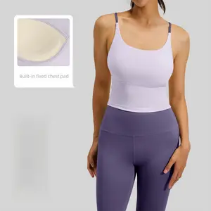 Spliced yoga set, shockproof, seamless back-shaping fitness wear, vest for women