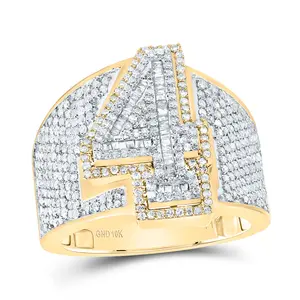 1 1/2Ctw-Dia P1 Number "4" Men's Ring (8.83 grams)