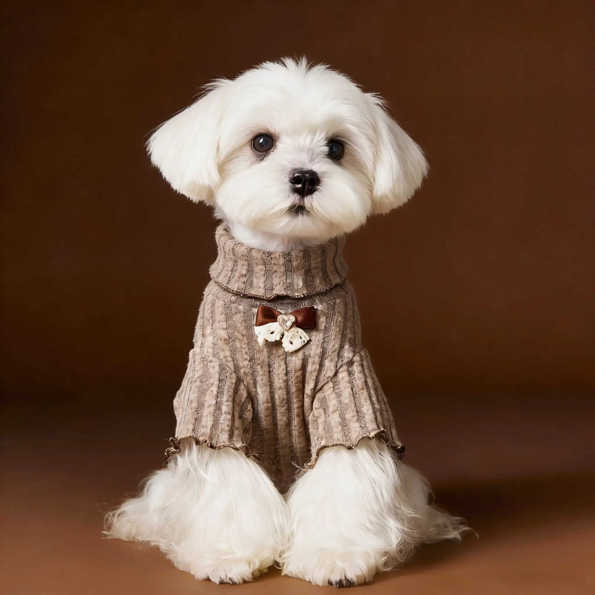 Premium Dog Clothes for Small Medium Dogs,Base Layer Pet Sweater with Bow,Soft Ribbed Polyester Knit Dog Pajamas for All Seasons