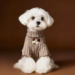 Stylish Bow Tie Detail Mock Neck Undershirt for Dogs New Base Layer for Small Medium Sizes Including Bichon Schnauzer & Teddy