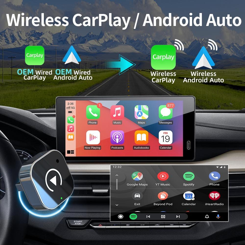 2026 New Upgraded CarPlay Wireless Adapter, for iPhone/Android, Instant Connection & Hands-Free Calling Feature
